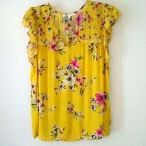 Short Ruffled Cap Sleeve Blouse